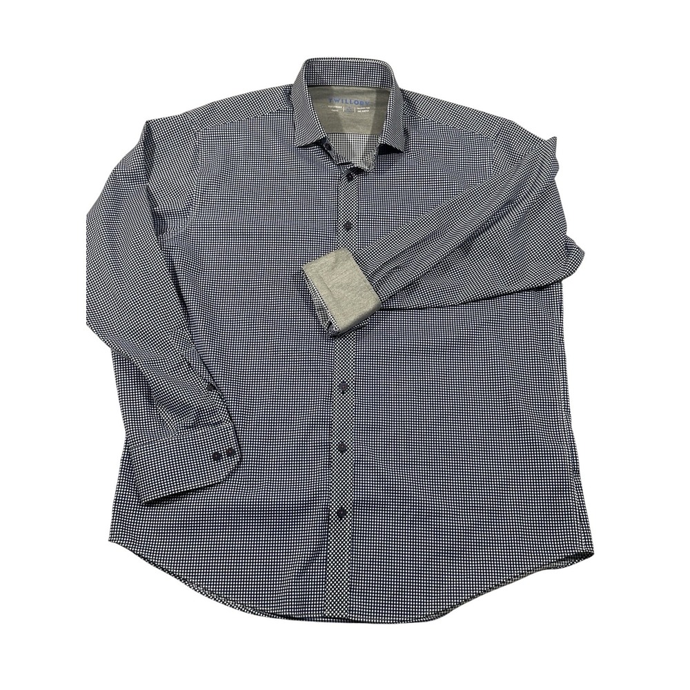 Twillory‎ Men's Traditional Fit Performance Blue Dress Shirt  17 34/35 Flipcuff